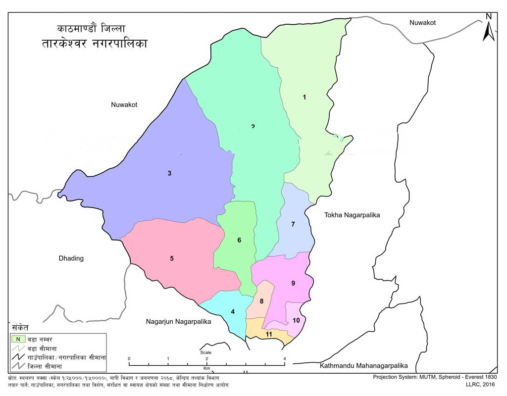 Political Map of Tarakeshwor Muncipality